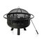 30 Inch Patio Round Fire Pit with Fire Poker Cooking Grill-Black